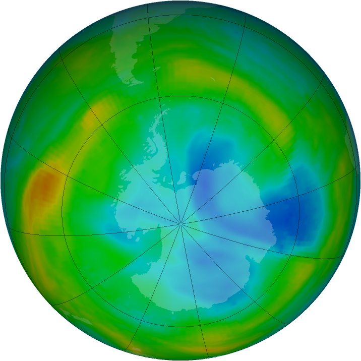 Antarctic ozone map for 21 July 1998